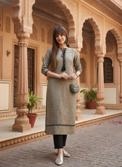 Women Embroidered Thread Work Lace Frills Bows and Ruffles Kurta