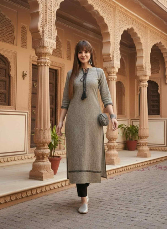 Women Embroidered Thread Work Lace Frills Bows and Ruffles Kurta