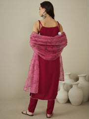 Shoulder Straps Gotta Patti Straight Kurta With Trousers & Dupatta