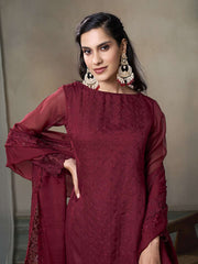 Women Ethnic Motifs Embroidered Regular Sequinned Kurta with Trousers & With Dupatta