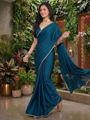 Mirror Work Satin Saree