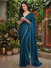 Mirror Work Satin Saree