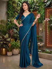Mirror Work Satin Saree
