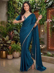 Mirror Work Satin Saree
