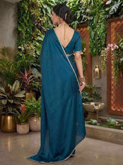 Mirror Work Satin Saree