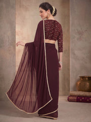 Embroidered Poly Georgette Saree