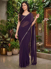 Mirror Work Poly Georgette Saree