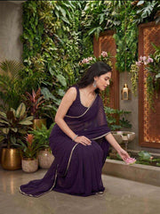 Mirror Work Poly Georgette Saree