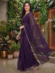 Mirror Work Poly Georgette Saree