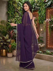 Mirror Work Poly Georgette Saree