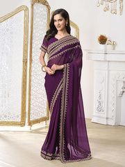 Embroidered Solid Ready to Wear Saree