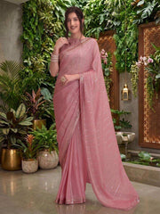 Striped Sequinned Organza Saree