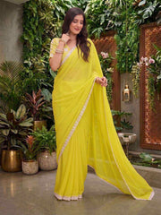 Embroidered Poly Georgette Saree