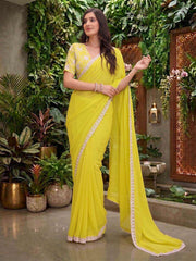 Embroidered Poly Georgette Saree