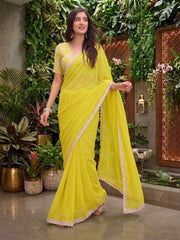 Embroidered Poly Georgette Saree