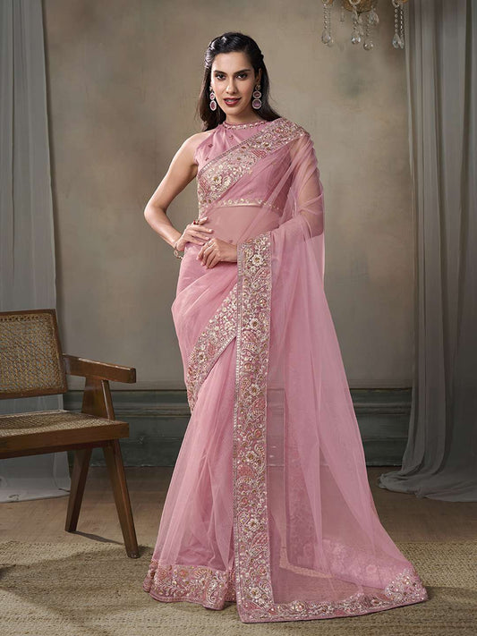 Paisley Sequinned Net Ready to Wear Saree