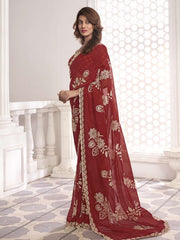 Ethnic Motif Embroidered Saree with Blouse
