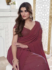 Floral Sequinned Poly Georgette Saree