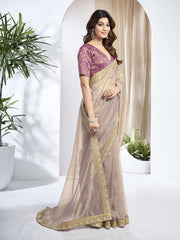 Sequinned Net Saree