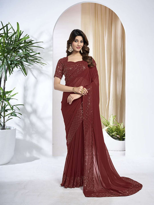Embellished Sequinned Poly Georgette Saree
