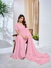 Striped Embellished Sequinned Saree