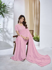 Striped Embellished Sequinned Saree