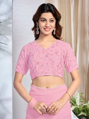 Striped Embellished Sequinned Saree