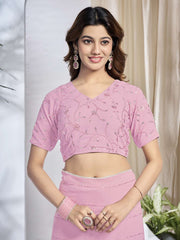 Striped Embellished Sequinned Saree