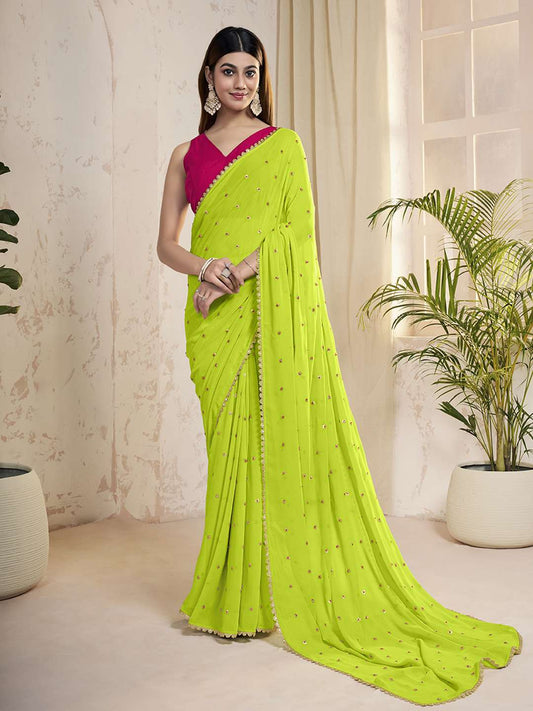 Floral Sequinned Saree