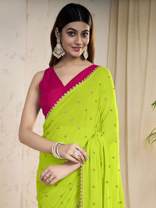 Floral Sequinned Saree