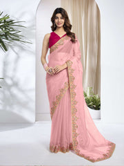 Floral Sequinned Organza Saree