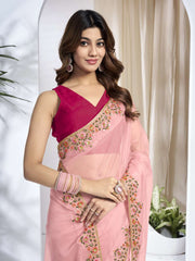 Floral Sequinned Organza Saree