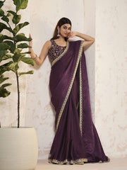 Embroidered Velvet Saree