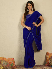 Sequinned Embroidered Border Pre-Stiched Saree
