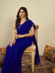 Sequinned Embroidered Border Pre-Stiched Saree