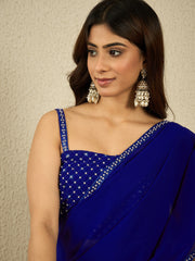 Sequinned Embroidered Border Pre-Stiched Saree