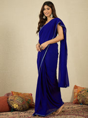 Sequinned Embroidered Border Pre-Stiched Saree