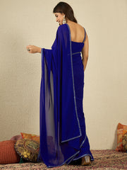 Sequinned Embroidered Border Pre-Stiched Saree