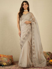 Embellished Embroidered Organza Heavy Work Saree