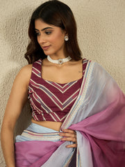Ombre Embroidered Organza Saree