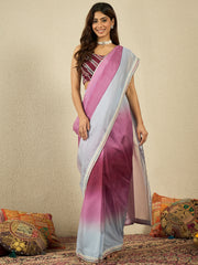 Ombre Embroidered Organza Saree