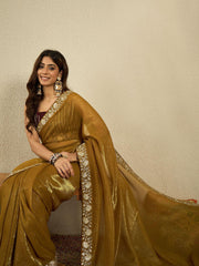 Floral Embroidered Silk Blend Saree