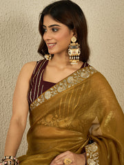 Embellished Embroidered Saree With Blouse Piece