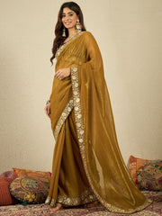 Embellished Embroidered Saree With Blouse Piece
