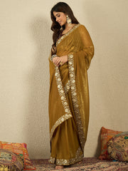 Embellished Embroidered Saree With Blouse Piece