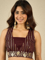 Floral Embroidered Silk Blend Saree