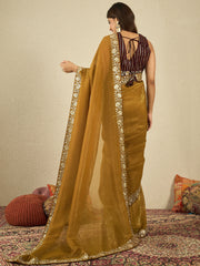 Embellished Embroidered Saree With Blouse Piece