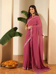 Floral Embroidered Poly Georgette Saree