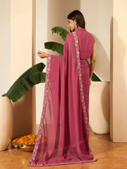Floral Embroidered Poly Georgette Saree