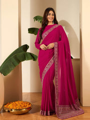 Floral Embroidered Poly Georgette Saree